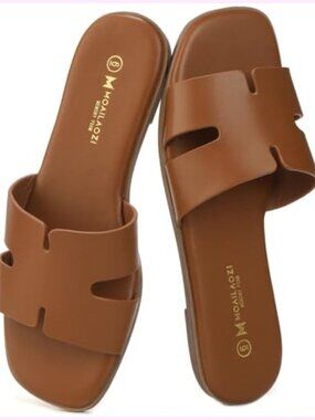 Women's Flat Sandals, Slip On Slide with Memory Foam Insole, Non-Slip Outsole